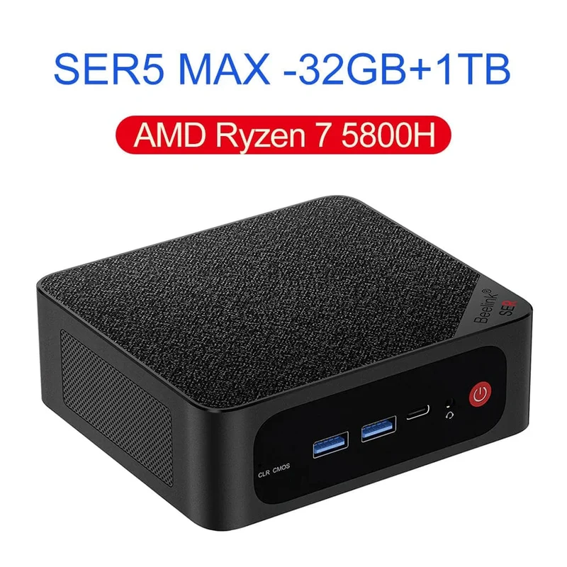 Beelink Ryzen 7 5800H SER5 Pro Max Mini-PC AMD DDR4 16 GB RAM 500 GB NVME SSD unterstützt WiFi6 4K HD Desktop-Computer mit drei Bildschirmen