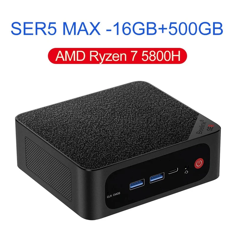 Beelink Ryzen 7 5800H SER5 Pro Max Mini-PC AMD DDR4 16 GB RAM 500 GB NVME SSD unterstützt WiFi6 4K HD Desktop-Computer mit drei Bildschirmen