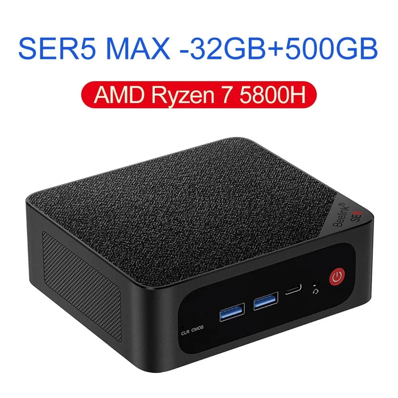 Beelink Ryzen 7 5800H SER5 Pro Max Mini-PC AMD DDR4 16 GB RAM 500 GB NVME SSD unterstützt WiFi6 4K HD Desktop-Computer mit drei Bildschirmen