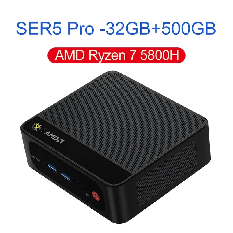 Beelink Ryzen 7 5800H SER5 Pro Max Mini-PC AMD DDR4 16 GB RAM 500 GB NVME SSD unterstützt WiFi6 4K HD Desktop-Computer mit drei Bildschirmen