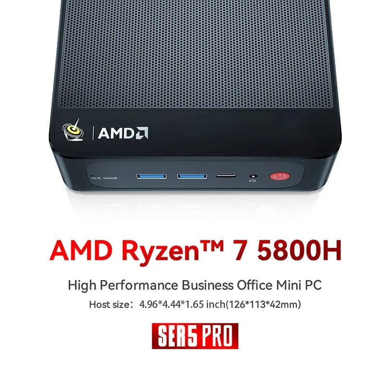 Beelink Ryzen 7 5800H SER5 Pro Max Mini-PC AMD DDR4 16 GB RAM 500 GB NVME SSD unterstützt WiFi6 4K HD Desktop-Computer mit drei Bildschirmen