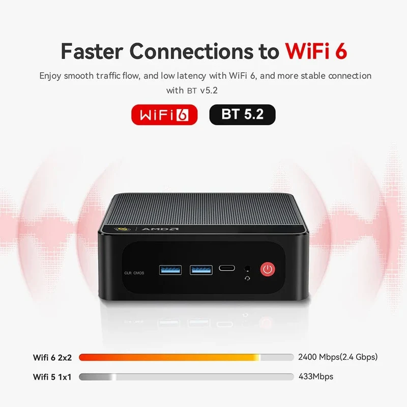 Beelink Ryzen 7 5800H SER5 Pro Max Mini-PC AMD DDR4 16 GB RAM 500 GB NVME SSD unterstützt WiFi6 4K HD Desktop-Computer mit drei Bildschirmen