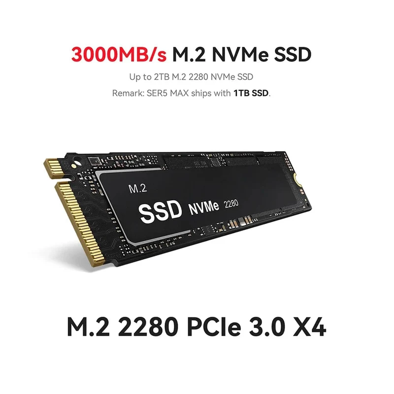 Beelink Ryzen 7 5800H SER5 Pro Max Mini-PC AMD DDR4 16 GB RAM 500 GB NVME SSD unterstützt WiFi6 4K HD Desktop-Computer mit drei Bildschirmen