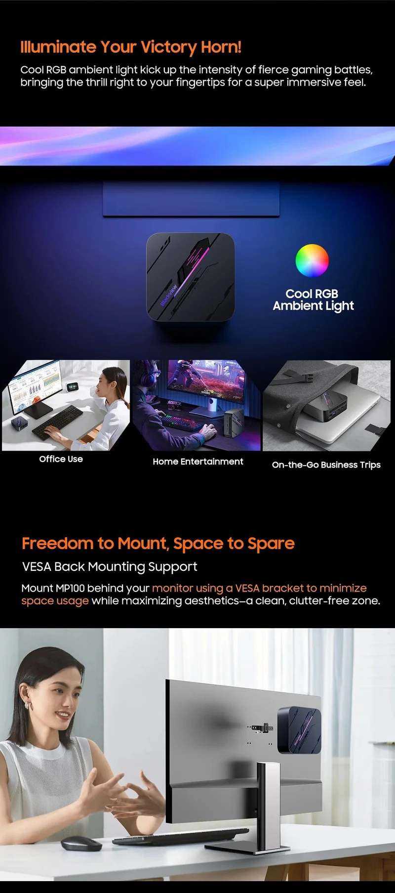 [Weltpremiere] Blackview Mini PC MP100 AMD R7 5700U Mini PC 8-Core 16-Thread 16 GB/32 GB DDR4 512 GB/1 TB SSD Mini-Computer PC