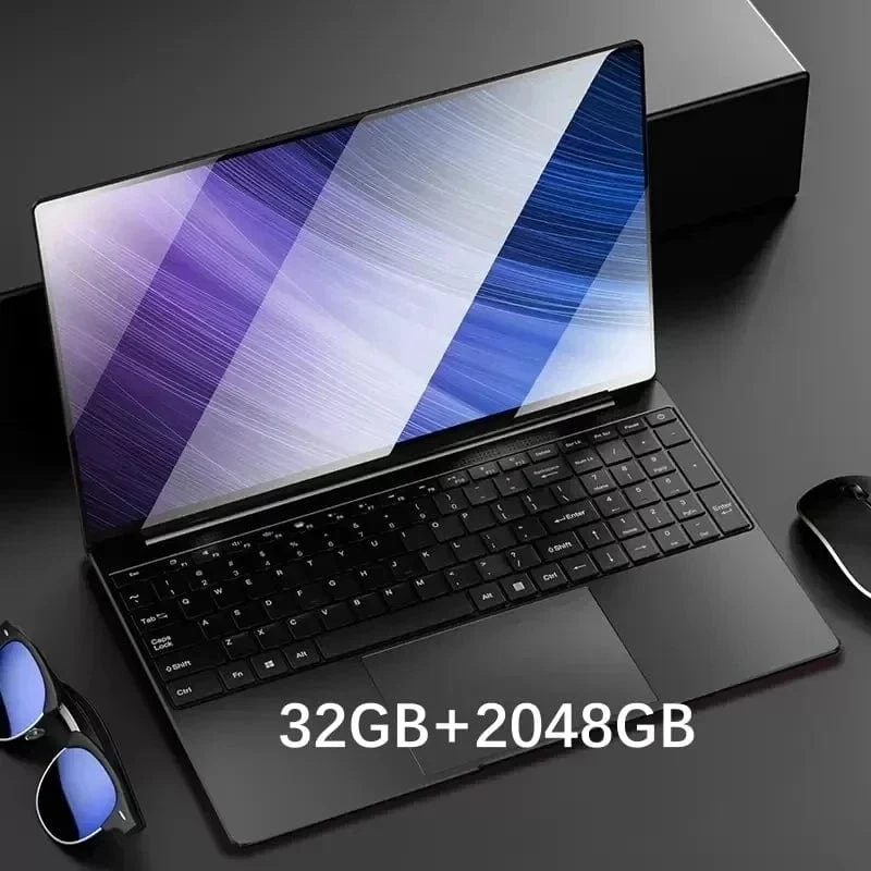 Neuer N5095-Laptop mit 32 GB RAM und 2048 GB SSD, Intel Windows 11 Pro, tragbarer Gaming-PC, Notebook-Computer mit Fingerabdruck-Entsperrung, Tastatur