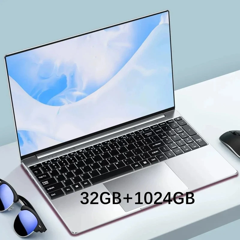 Neuer N5095-Laptop mit 32 GB RAM und 2048 GB SSD, Intel Windows 11 Pro, tragbarer Gaming-PC, Notebook-Computer mit Fingerabdruck-Entsperrung, Tastatur