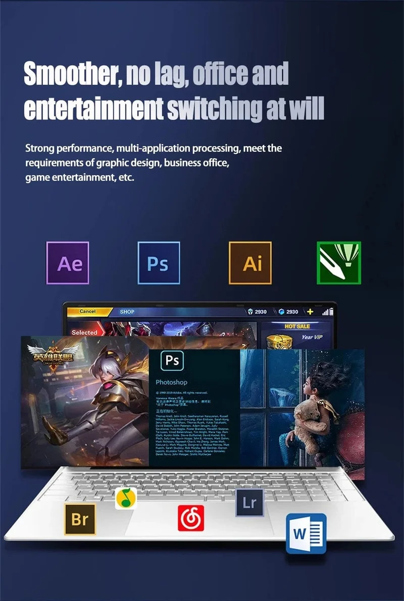 Neuer N5095-Laptop mit 32 GB RAM und 2048 GB SSD, Intel Windows 11 Pro, tragbarer Gaming-PC, Notebook-Computer mit Fingerabdruck-Entsperrung, Tastatur