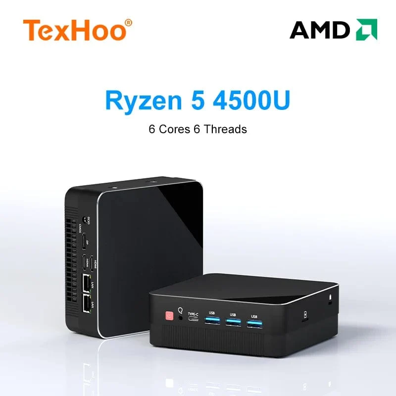 TexHoo AMD R7 5800H 5825U 4800H R5 5500U 4500U Mini-PC Unterstützt bis zu 32 GB RAM 2T NVME SSD WIFi6 Computer PC Win 11 Pro