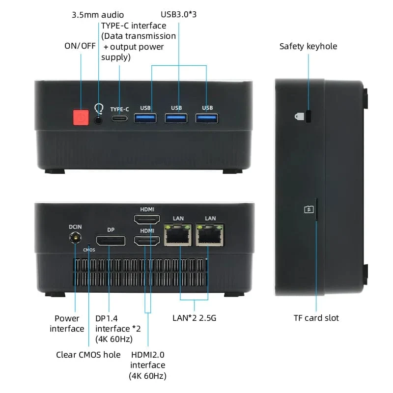 TexHoo AMD R7 5800H 5825U 4800H R5 5500U 4500U Mini-PC Unterstützt bis zu 32 GB RAM 2T NVME SSD WIFi6 Computer PC Win 11 Pro