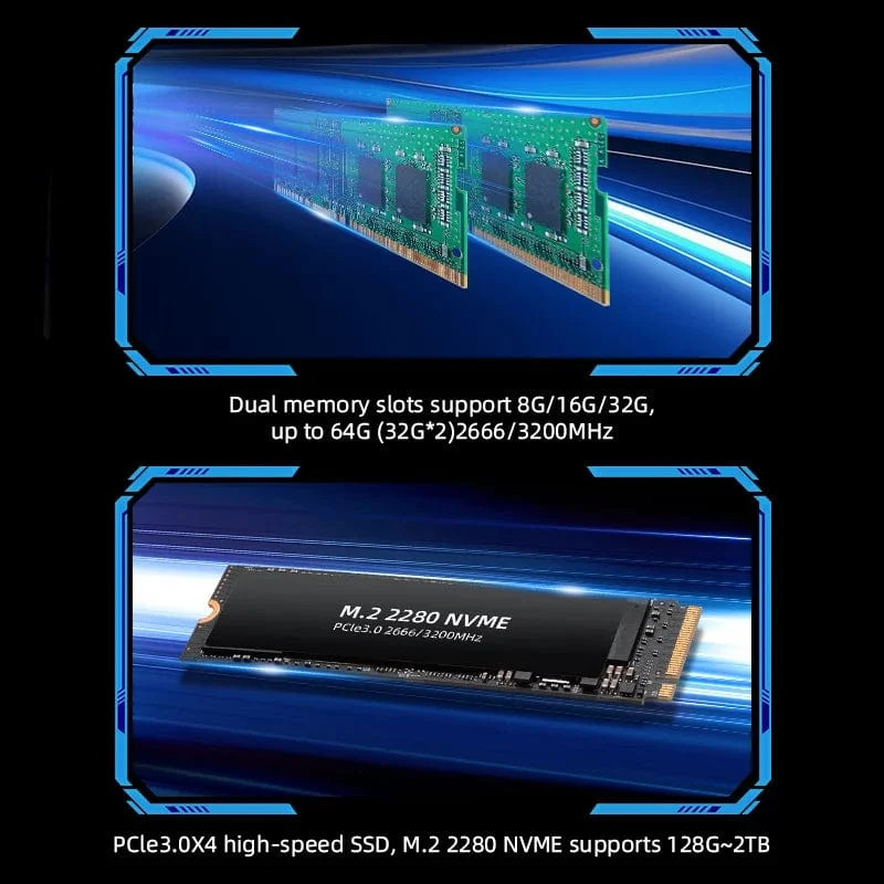 TexHoo AMD R7 5800H 5825U 4800H R5 5500U 4500U Mini-PC Unterstützt bis zu 32 GB RAM 2T NVME SSD WIFi6 Computer PC Win 11 Pro