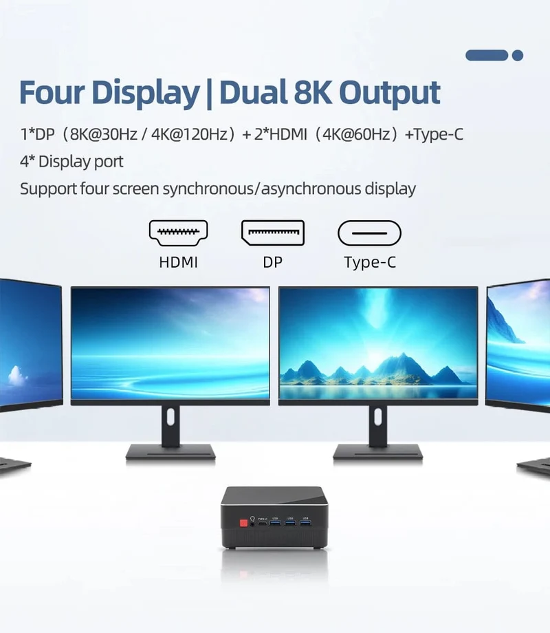 TexHoo AMD R7 5800H 5825U 4800H R5 5500U 4500U Mini-PC Unterstützt bis zu 32 GB RAM 2T NVME SSD WIFi6 Computer PC Win 11 Pro