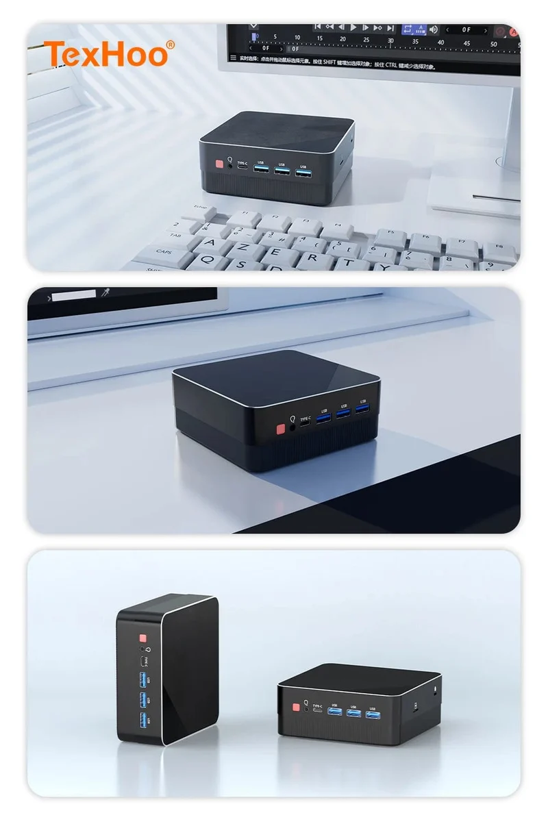 TexHoo AMD R7 5800H 5825U 4800H R5 5500U 4500U Mini-PC Unterstützt bis zu 32 GB RAM 2T NVME SSD WIFi6 Computer PC Win 11 Pro