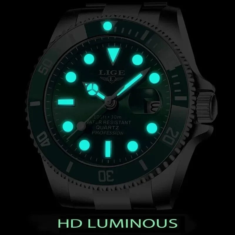 LIGE Top Marke Luxus Mode Taucher Uhr Männer 30ATM Wasserdicht Datum Uhr Sport Uhren Herren Quarz Armbanduhr Relogio Masculino