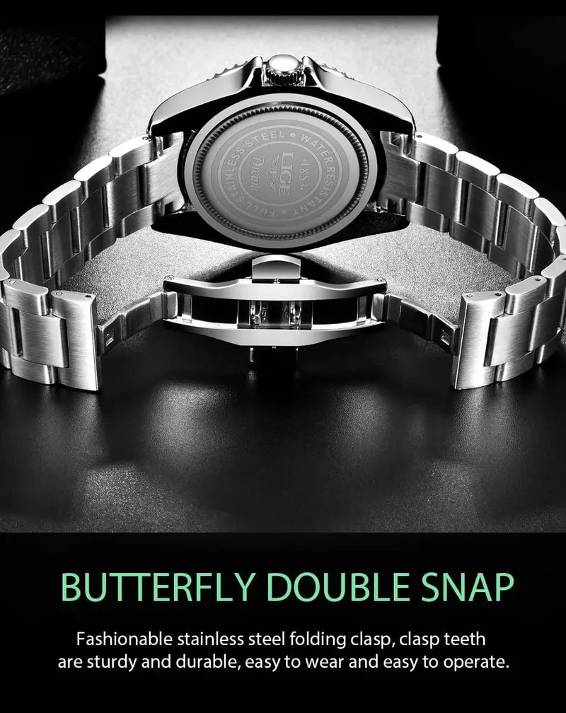 LIGE Top Marke Luxus Mode Taucher Uhr Männer 30ATM Wasserdicht Datum Uhr Sport Uhren Herren Quarz Armbanduhr Relogio Masculino