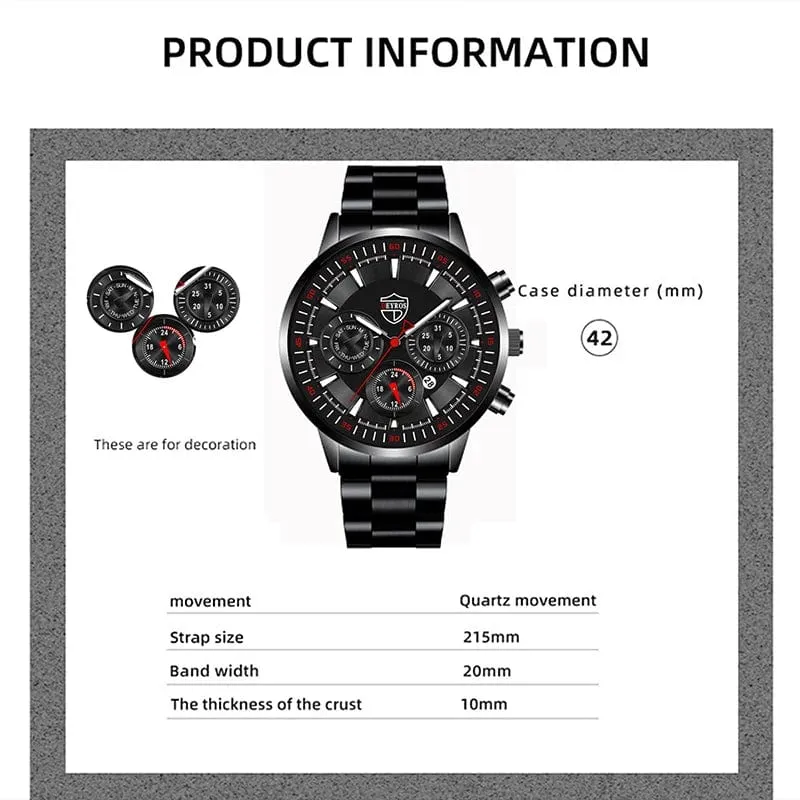 DEYROS Mode Herren Uhren Männlich Edelstahl Quarz Armbanduhr Leuchtende Uhr Männer Sport Leder Armband