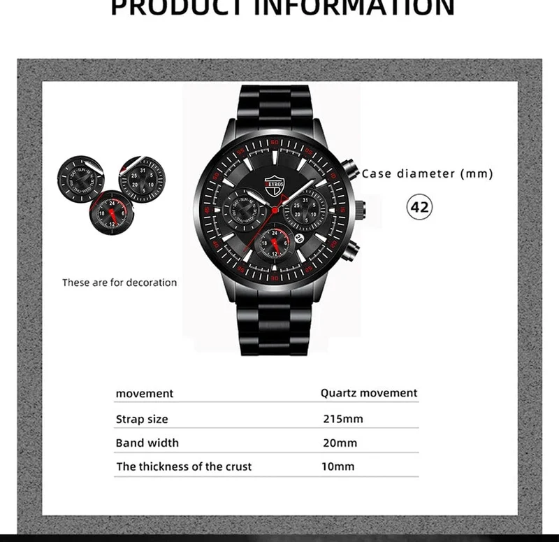 DEYROS Mode Herren Uhren Männlich Edelstahl Quarz Armbanduhr Leuchtende Uhr Männer Sport Leder Armband