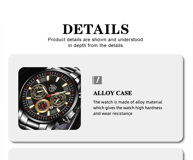 DEYROS Mode Herren Uhren Männlich Edelstahl Quarz Armbanduhr Leuchtende Uhr Männer Sport Leder Armband