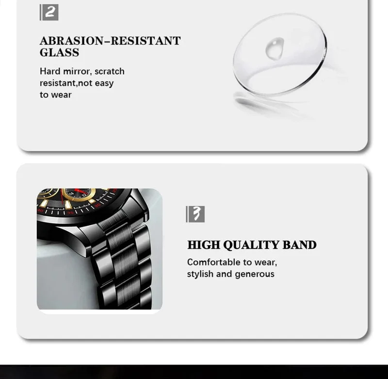DEYROS Mode Herren Uhren Männlich Edelstahl Quarz Armbanduhr Leuchtende Uhr Männer Sport Leder Armband
