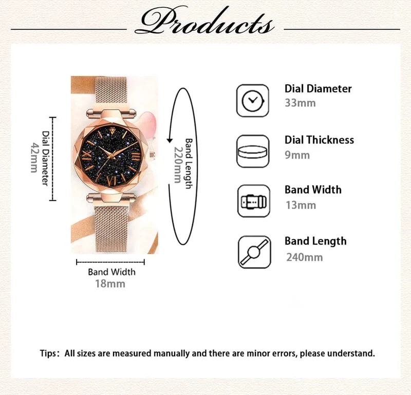 Damenmode Sternenhimmel Uhren Magnetschnalle Mesh Gürtel Diamant Quarzuhr Frauen Kleid Uhr