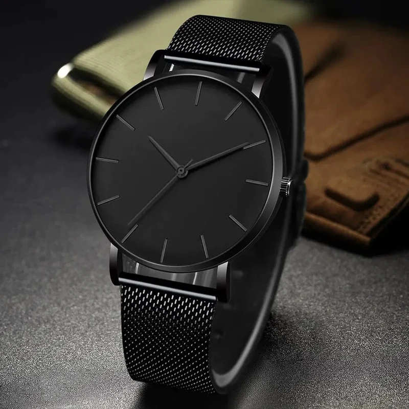 2023 Minimalistische Herrenmode Ultradünne Uhren Einfache Herren Business Edelstahlgewebe Gürtel Quarzuhr Freizeit Herrenuhr