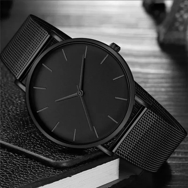 2023 Minimalistische Herrenmode Ultradünne Uhren Einfache Herren Business Edelstahlgewebe Gürtel Quarzuhr Freizeit Herrenuhr