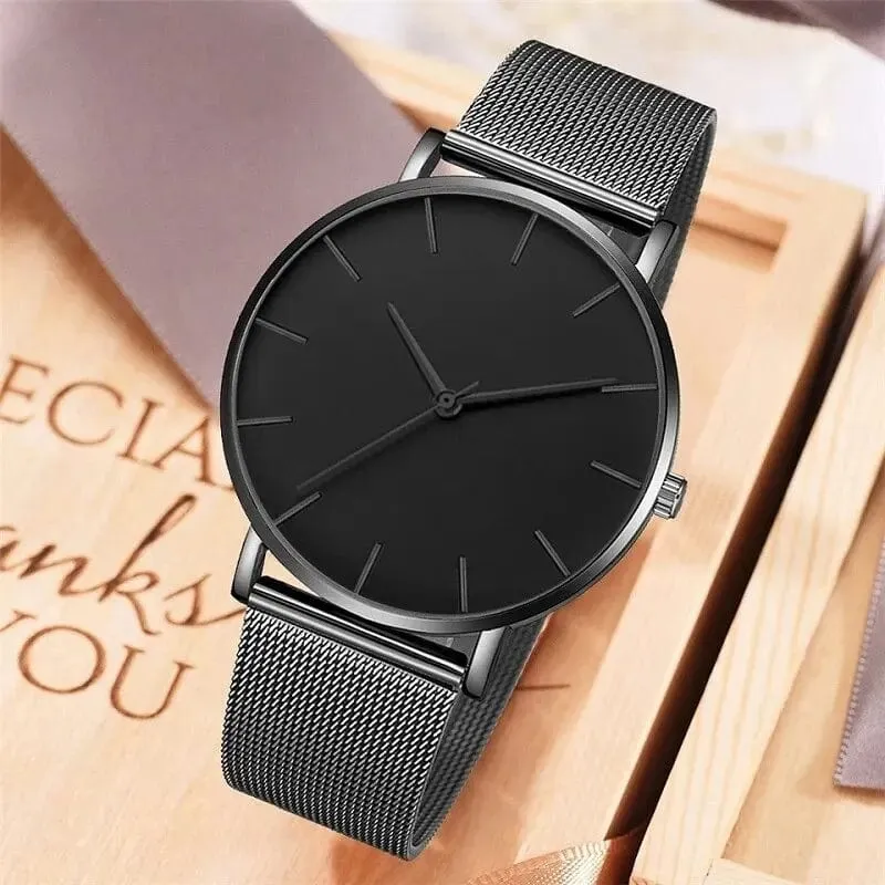 2023 Minimalistische Herrenmode Ultradünne Uhren Einfache Herren Business Edelstahlgewebe Gürtel Quarzuhr Freizeit Herrenuhr