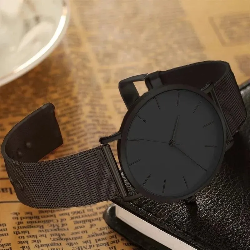 2023 Minimalistische Herrenmode Ultradünne Uhren Einfache Herren Business Edelstahlgewebe Gürtel Quarzuhr Freizeit Herrenuhr