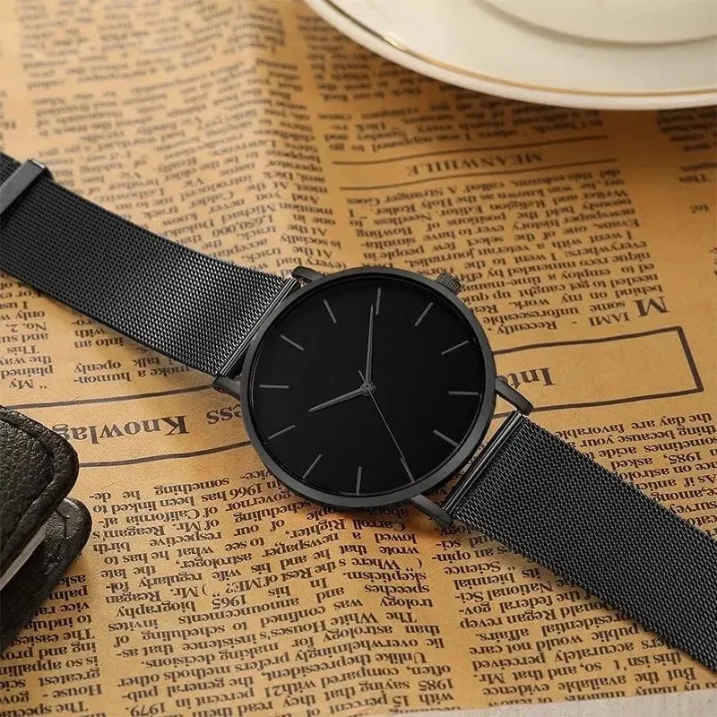 2023 Minimalistische Herrenmode Ultradünne Uhren Einfache Herren Business Edelstahlgewebe Gürtel Quarzuhr Freizeit Herrenuhr