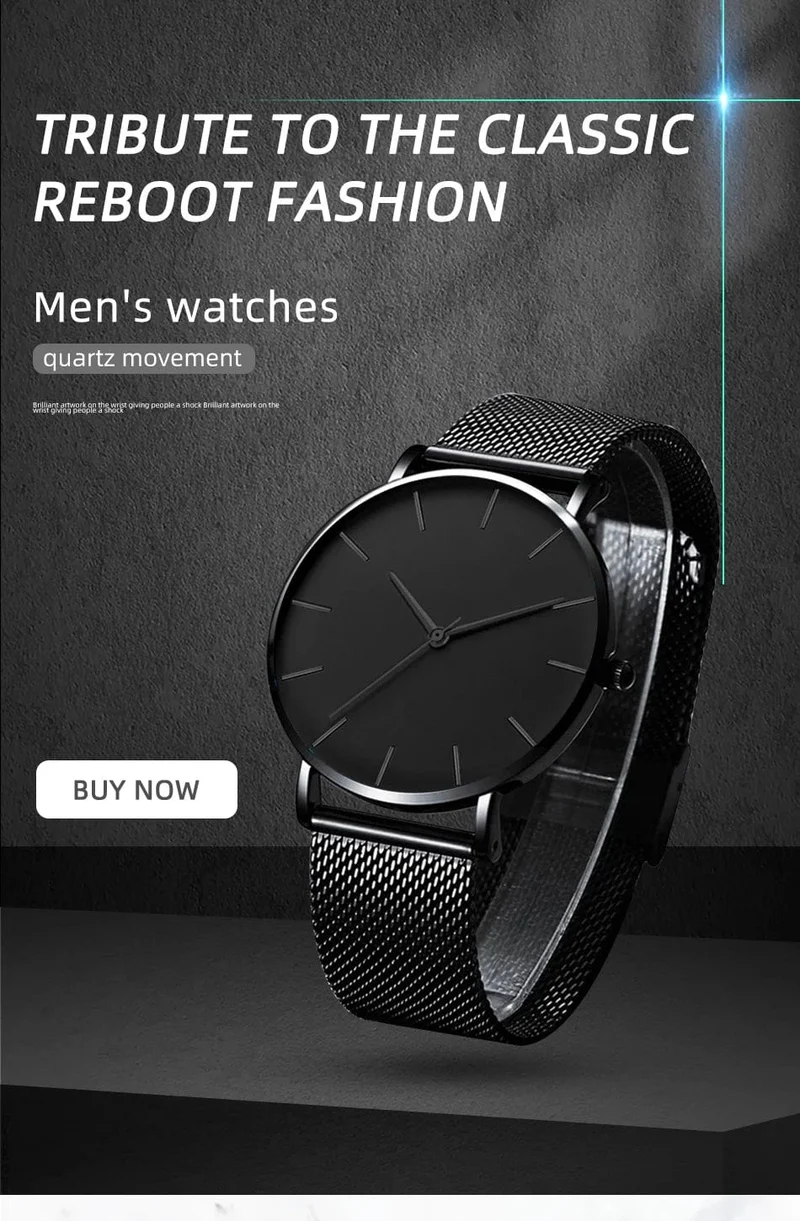 2023 Minimalistische Herrenmode Ultradünne Uhren Einfache Herren Business Edelstahlgewebe Gürtel Quarzuhr Freizeit Herrenuhr