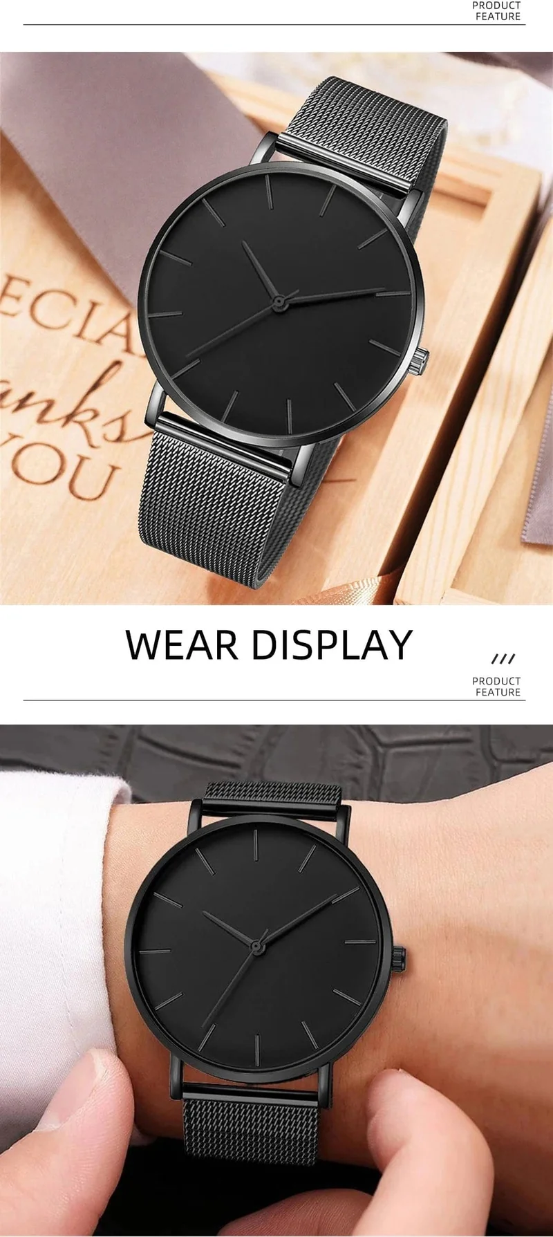 2023 Minimalistische Herrenmode Ultradünne Uhren Einfache Herren Business Edelstahlgewebe Gürtel Quarzuhr Freizeit Herrenuhr