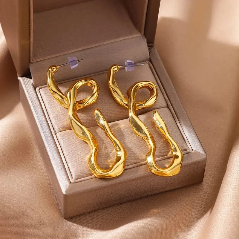 Edelstahl Ohrring für Frauen Herz Zirkon Gold Farbe Hoop Ohrringe Vintage Wasserdicht Ohr Piercing Schmuck Zubehör Geschenk