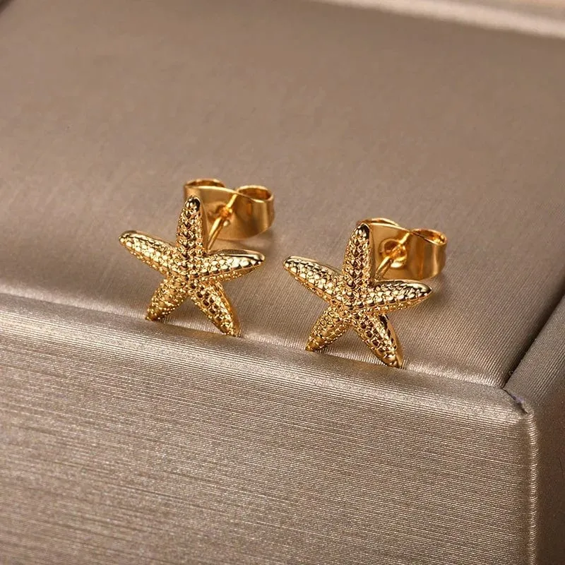 Edelstahl Ohrring für Frauen Herz Zirkon Gold Farbe Hoop Ohrringe Vintage Wasserdicht Ohr Piercing Schmuck Zubehör Geschenk