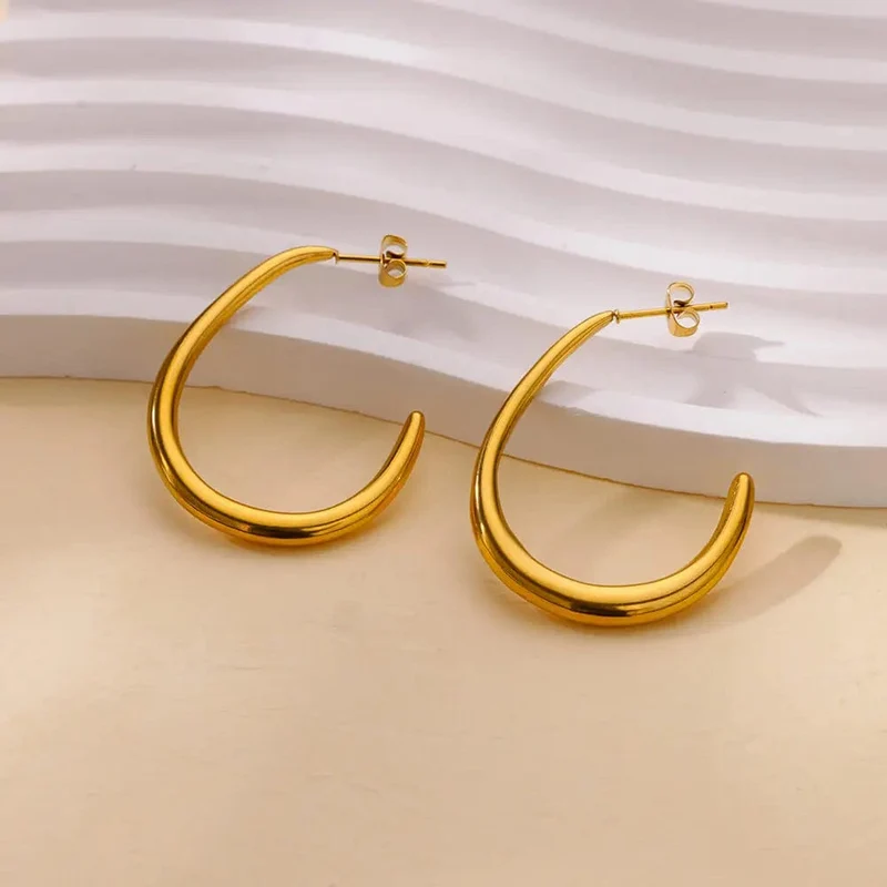 Edelstahl Ohrring für Frauen Herz Zirkon Gold Farbe Hoop Ohrringe Vintage Wasserdicht Ohr Piercing Schmuck Zubehör Geschenk