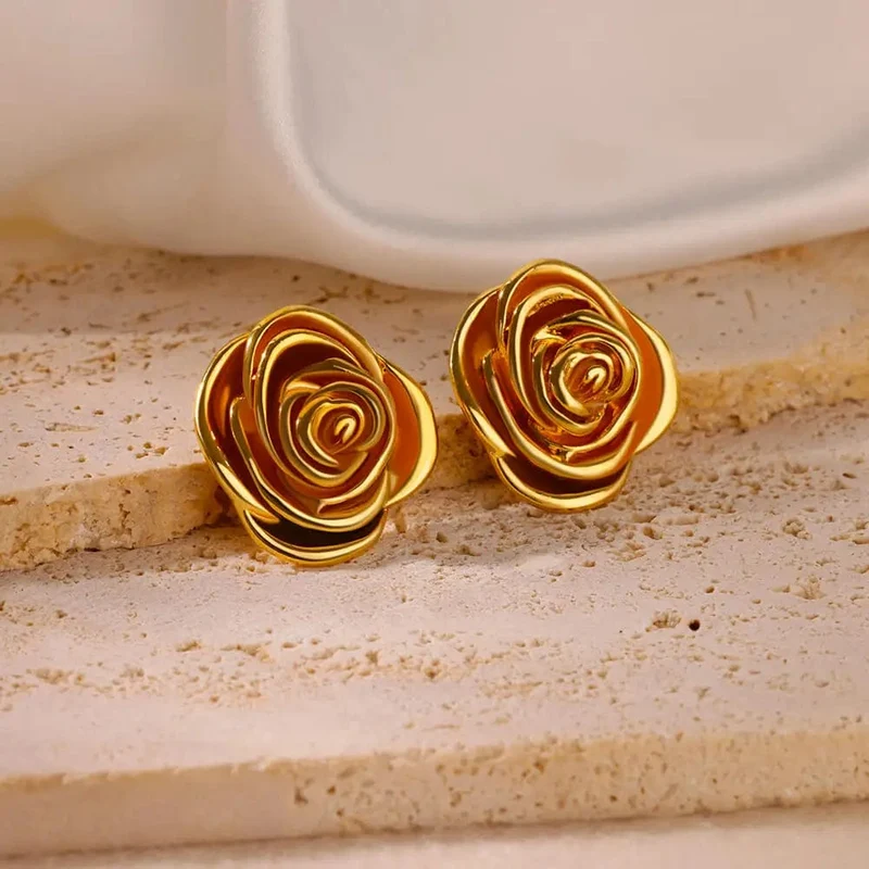 Edelstahl Ohrring für Frauen Herz Zirkon Gold Farbe Hoop Ohrringe Vintage Wasserdicht Ohr Piercing Schmuck Zubehör Geschenk