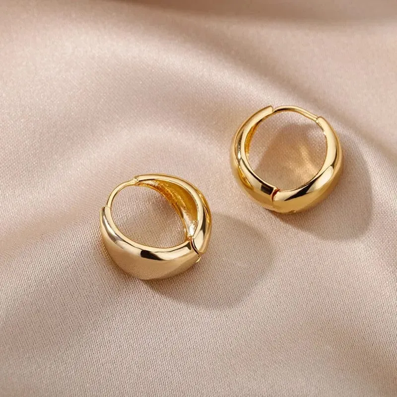 Edelstahl Ohrring für Frauen Herz Zirkon Gold Farbe Hoop Ohrringe Vintage Wasserdicht Ohr Piercing Schmuck Zubehör Geschenk