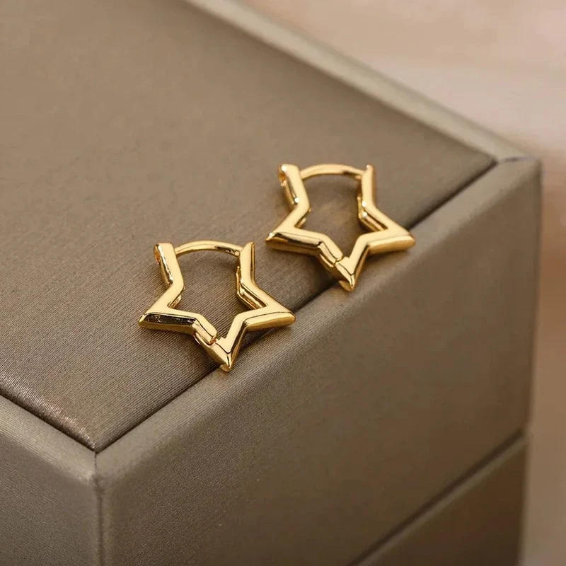 Edelstahl Ohrring für Frauen Herz Zirkon Gold Farbe Hoop Ohrringe Vintage Wasserdicht Ohr Piercing Schmuck Zubehör Geschenk