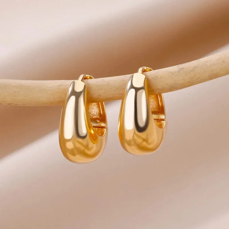 Edelstahl Ohrring für Frauen Herz Zirkon Gold Farbe Hoop Ohrringe Vintage Wasserdicht Ohr Piercing Schmuck Zubehör Geschenk