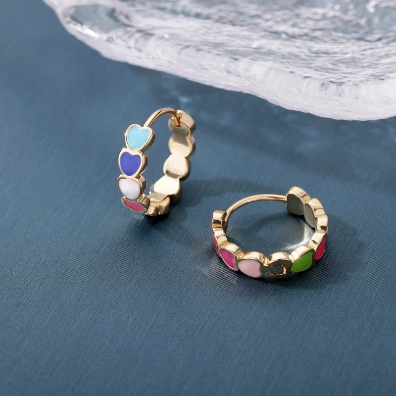 Edelstahl Ohrring für Frauen Herz Zirkon Gold Farbe Hoop Ohrringe Vintage Wasserdicht Ohr Piercing Schmuck Zubehör Geschenk