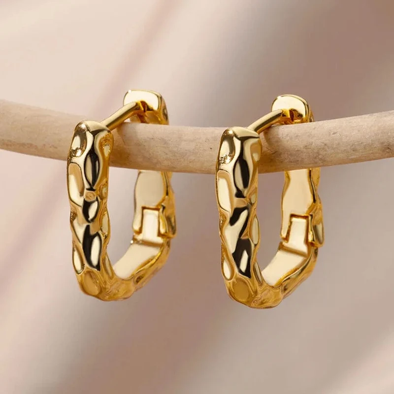 Edelstahl Ohrring für Frauen Herz Zirkon Gold Farbe Hoop Ohrringe Vintage Wasserdicht Ohr Piercing Schmuck Zubehör Geschenk