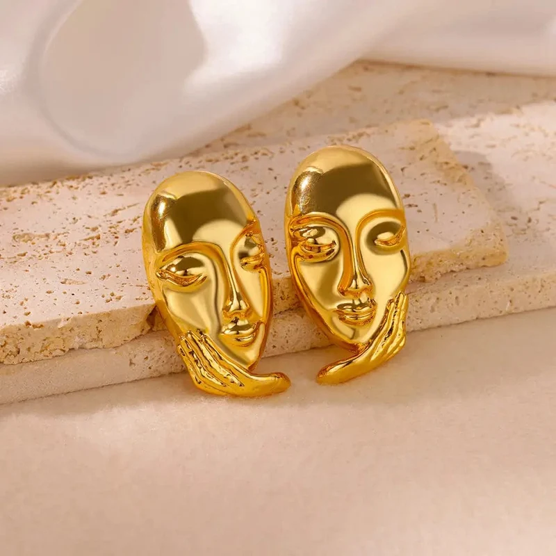 Edelstahl Ohrring für Frauen Herz Zirkon Gold Farbe Hoop Ohrringe Vintage Wasserdicht Ohr Piercing Schmuck Zubehör Geschenk