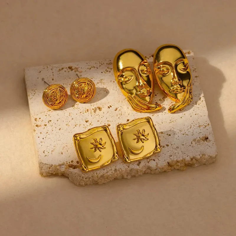 Edelstahl Ohrring für Frauen Herz Zirkon Gold Farbe Hoop Ohrringe Vintage Wasserdicht Ohr Piercing Schmuck Zubehör Geschenk