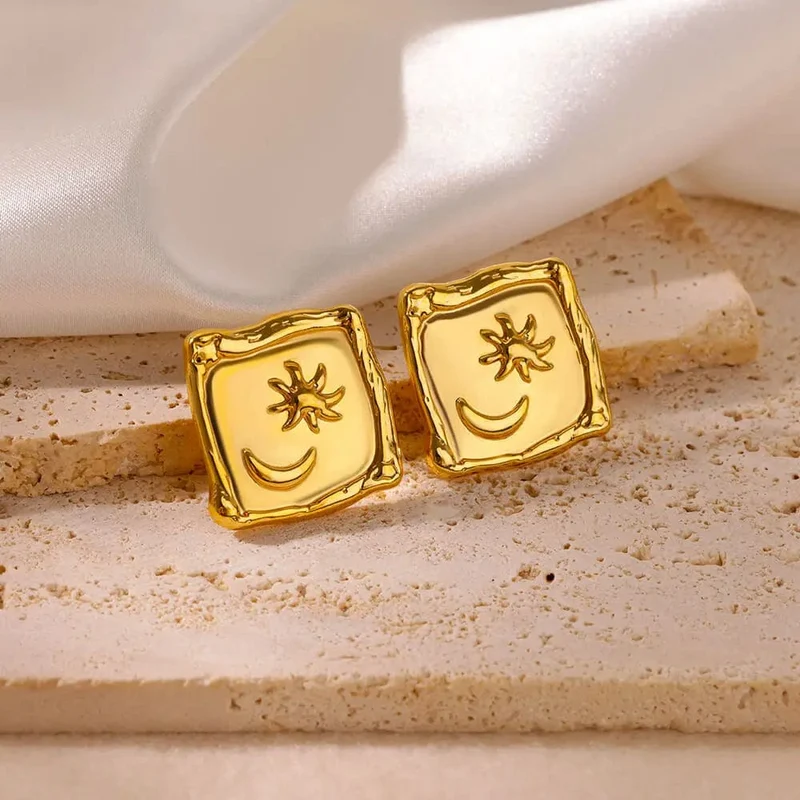 Edelstahl Ohrring für Frauen Herz Zirkon Gold Farbe Hoop Ohrringe Vintage Wasserdicht Ohr Piercing Schmuck Zubehör Geschenk