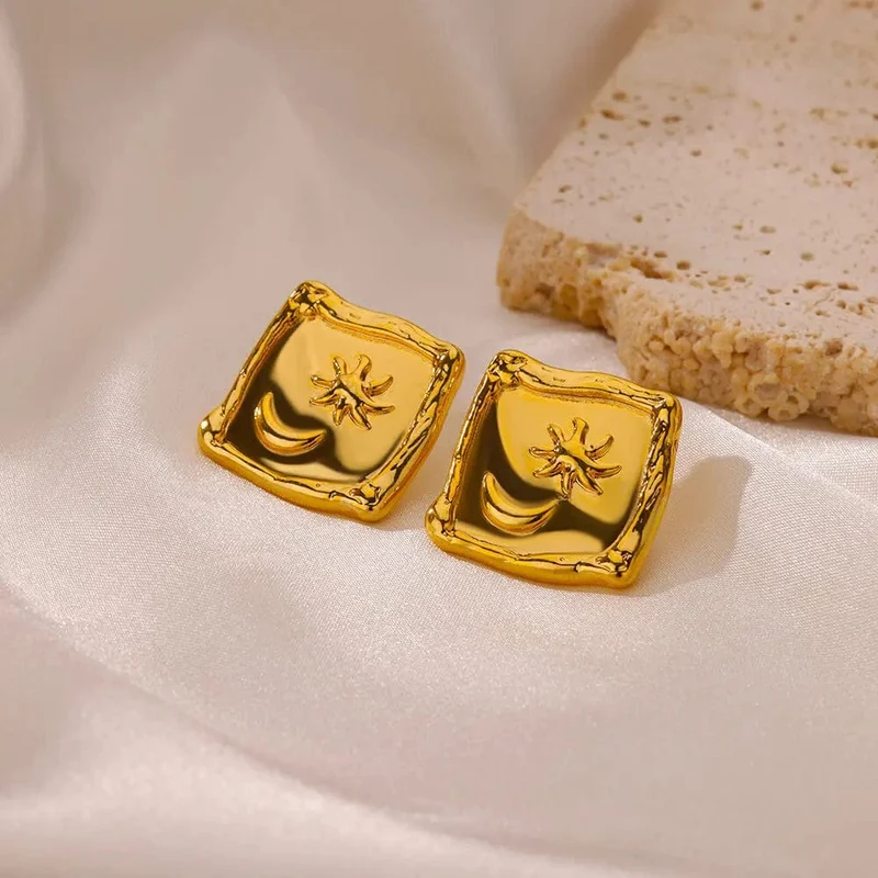 Edelstahl Ohrring für Frauen Herz Zirkon Gold Farbe Hoop Ohrringe Vintage Wasserdicht Ohr Piercing Schmuck Zubehör Geschenk