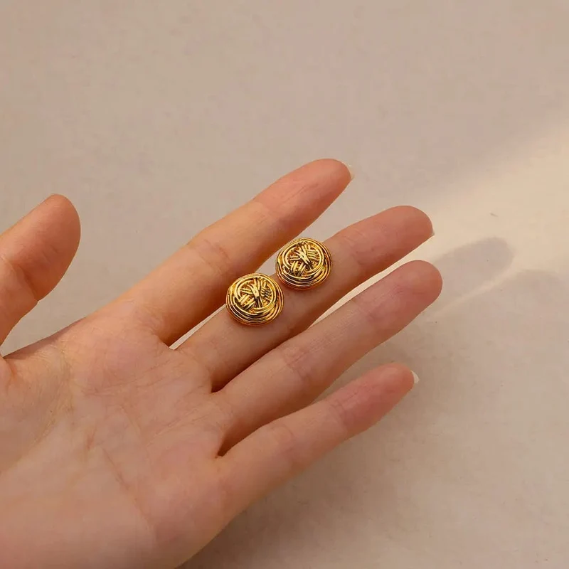 Edelstahl Ohrring für Frauen Herz Zirkon Gold Farbe Hoop Ohrringe Vintage Wasserdicht Ohr Piercing Schmuck Zubehör Geschenk