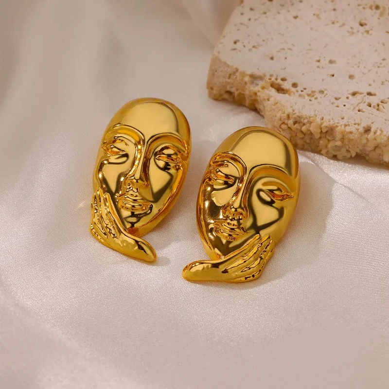 Edelstahl Ohrring für Frauen Herz Zirkon Gold Farbe Hoop Ohrringe Vintage Wasserdicht Ohr Piercing Schmuck Zubehör Geschenk