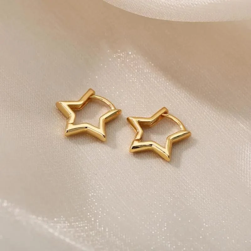 Edelstahl Ohrring für Frauen Herz Zirkon Gold Farbe Hoop Ohrringe Vintage Wasserdicht Ohr Piercing Schmuck Zubehör Geschenk