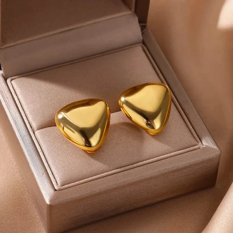 Edelstahl Ohrring für Frauen Herz Zirkon Gold Farbe Hoop Ohrringe Vintage Wasserdicht Ohr Piercing Schmuck Zubehör Geschenk