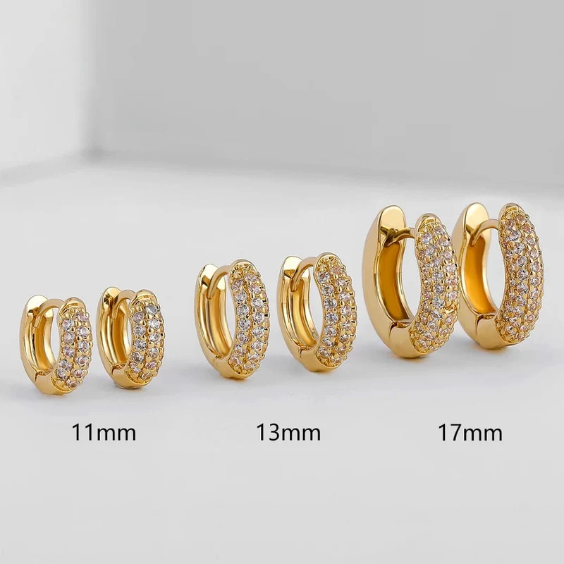 Neue vergoldete Huggie-Ohrringe mit CZ-Zirkon, dünne Ohrreifen, Knorpelohrring für Frauen, runder, minimaler Ohrring-Piercingschmuck