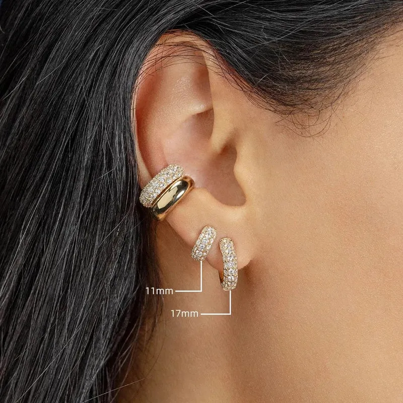 Neue vergoldete Huggie-Ohrringe mit CZ-Zirkon, dünne Ohrreifen, Knorpelohrring für Frauen, runder, minimaler Ohrring-Piercingschmuck