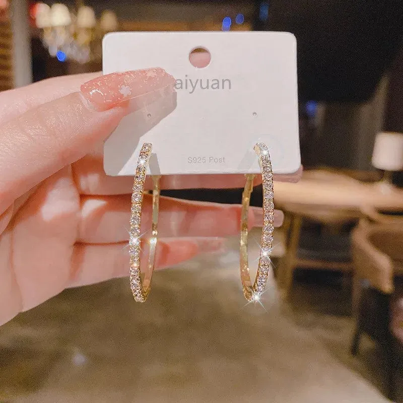 Modische Creolen mit Strass-Kristallen für Frauen, Mode-Accessoires, Valentinstag, Jahrestag, Geschenk, Schmuck, Pendientes Mujer